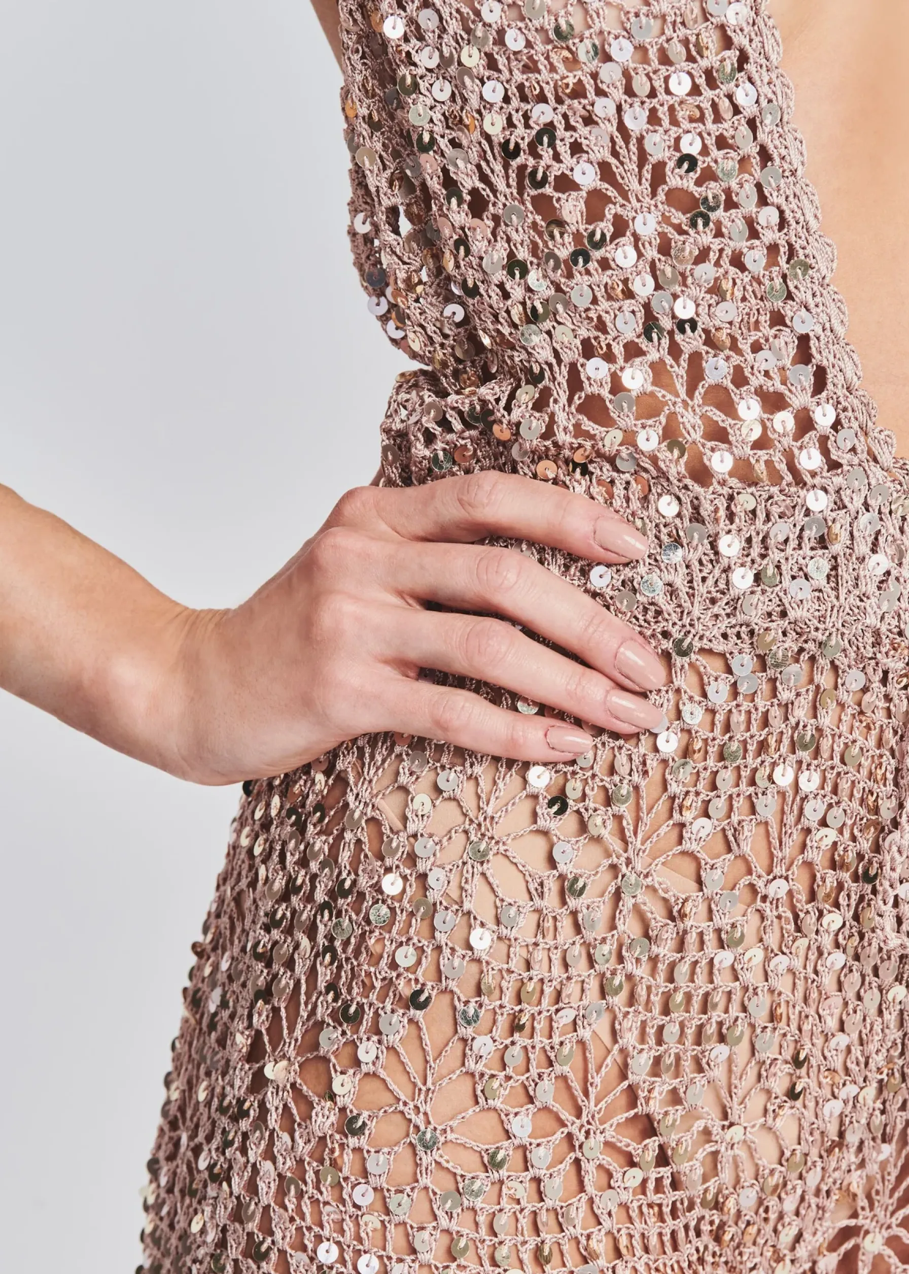 Retrofete Tosca Sequin Crochet Jumpsuit Rose Gold Outlet