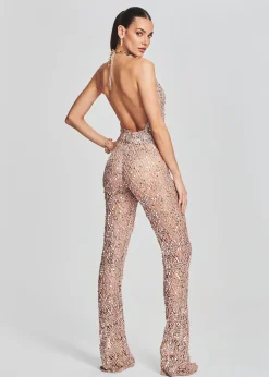 Retrofete Tosca Sequin Crochet Jumpsuit Rose Gold Outlet