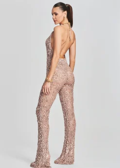 Retrofete Tosca Sequin Crochet Jumpsuit Rose Gold Hot