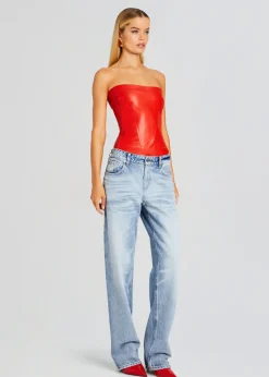 Retrofete Veda Leather Top Fiery Red Online