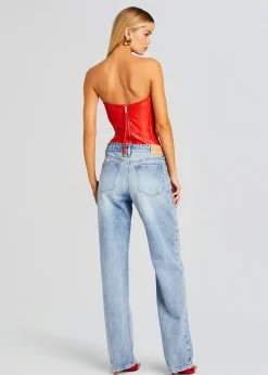 Retrofete Veda Leather Top Fiery Red Online