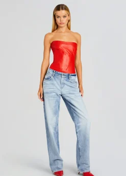 Retrofete Veda Leather Top Fiery Red Online
