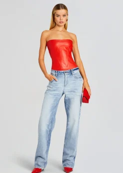 Retrofete Veda Leather Top Fiery Red Outlet