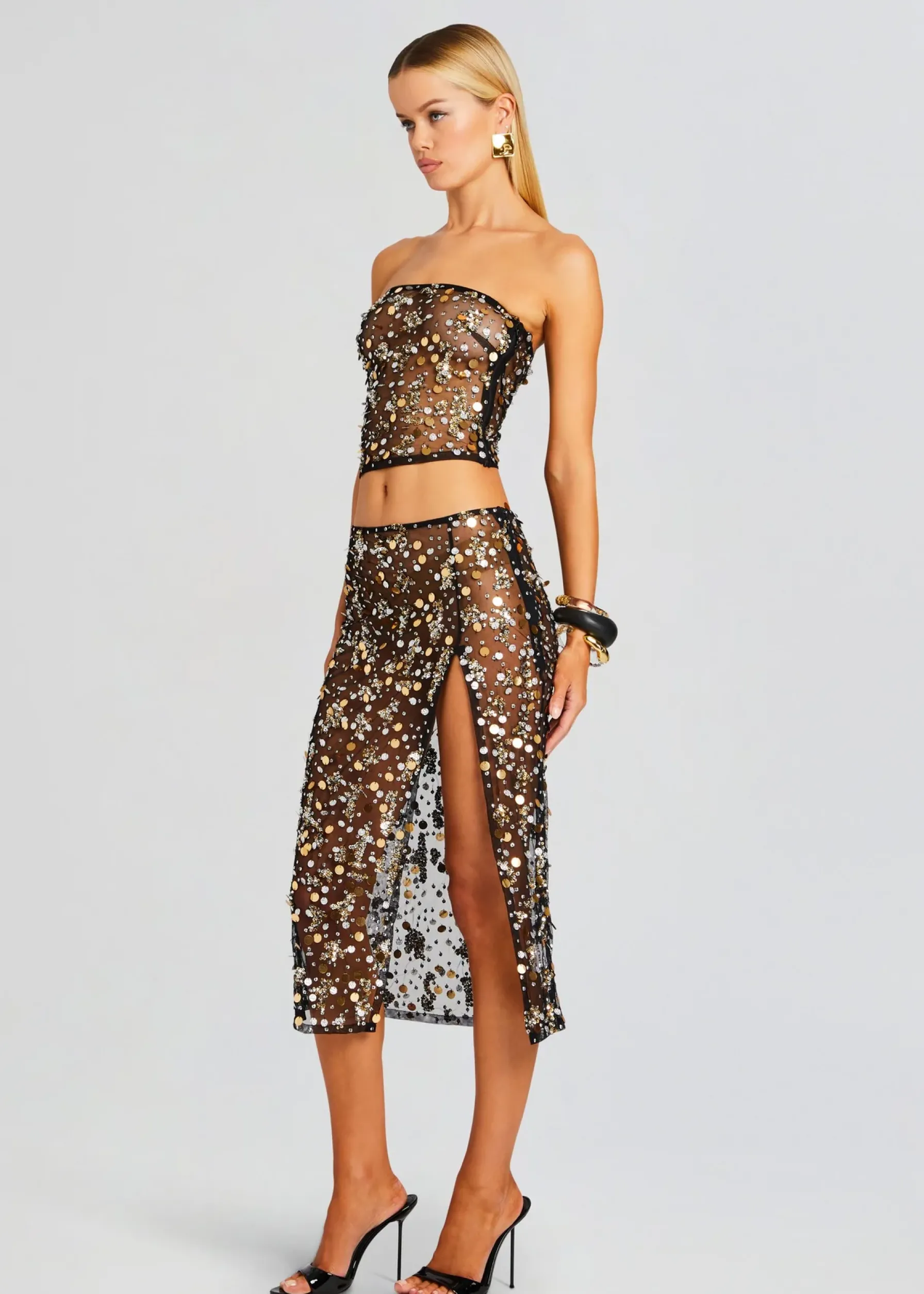 Retrofete Venus Embellished Top Black/Gold Store