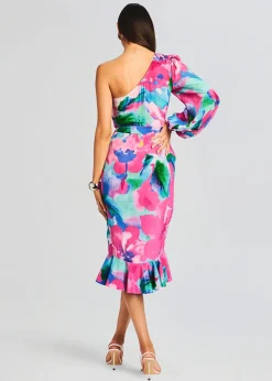 Retrofete Vesa One Shoulder Midi Dress Multicolor Fashion