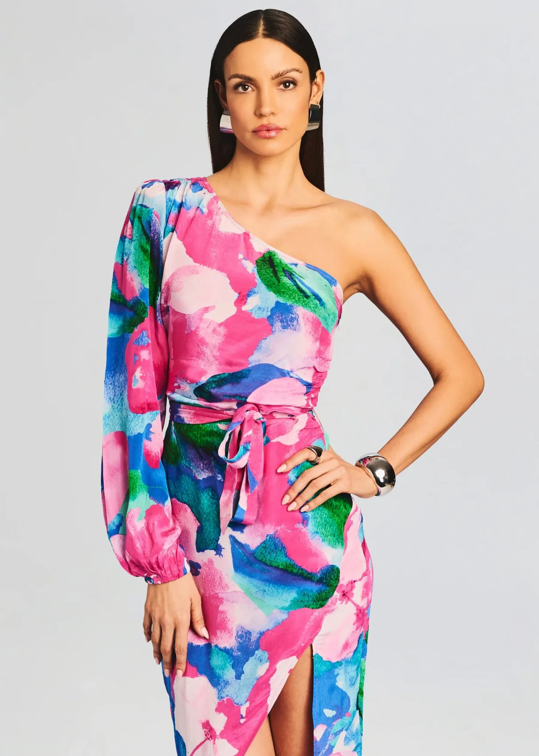 Retrofete Vesa One Shoulder Midi Dress Multicolor Best Sale