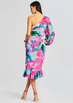 Retrofete Vesa One Shoulder Midi Dress Multicolor Best Sale