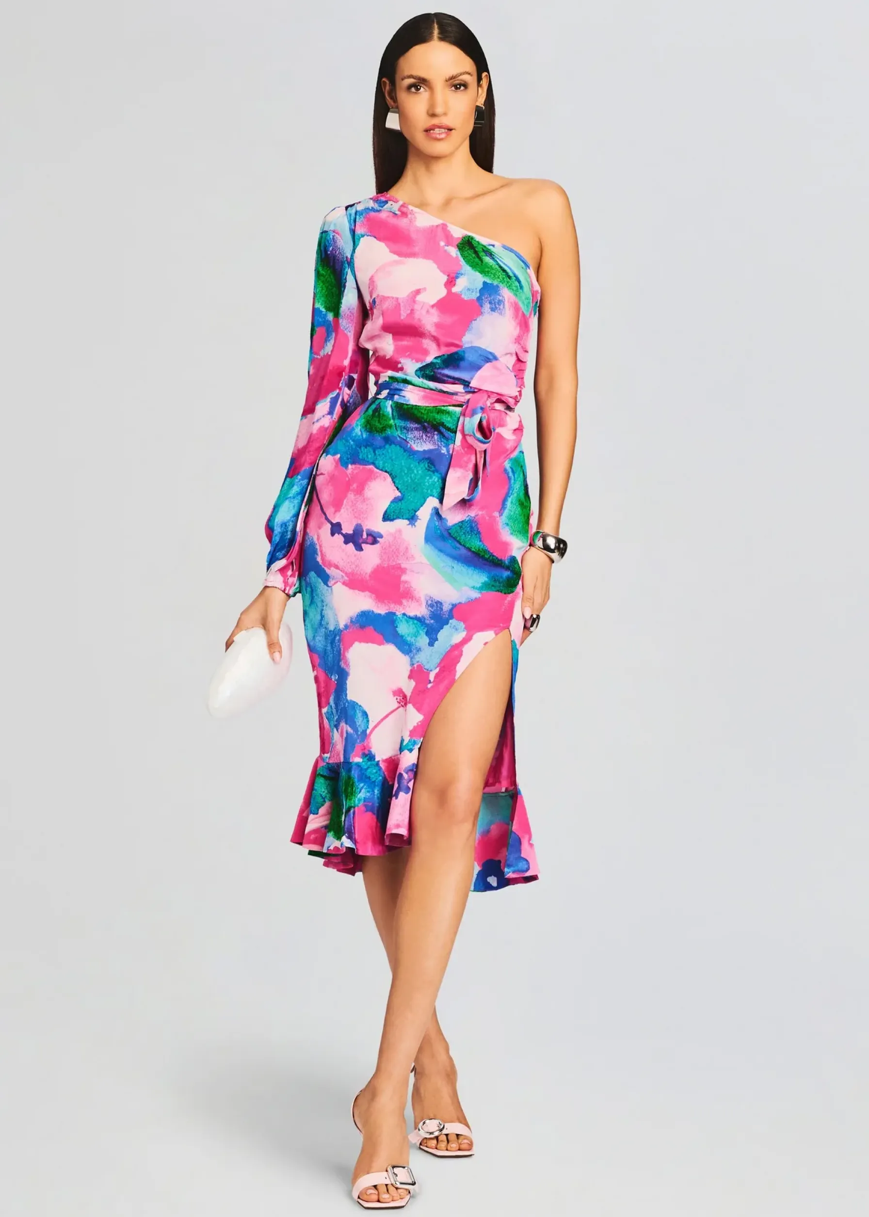 Retrofete Vesa One Shoulder Midi Dress Multicolor Best Sale