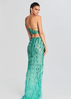 Retrofete Vice Sequin Feather Dress Sea Foam Outlet