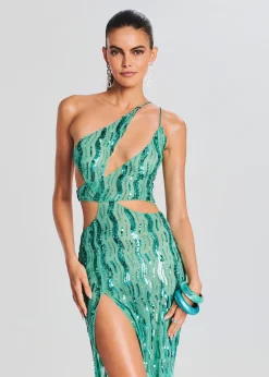 Retrofete Vice Sequin Feather Dress Sea Foam Outlet