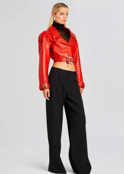 Retrofete Victoria Leather Jacket Fiery Red Outlet
