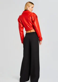 Retrofete Victoria Leather Jacket Fiery Red Best