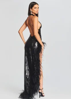 Retrofete Vixen Sequin Feather Dress Black Discount
