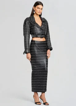 Retrofete Whitley Embellished Leather Skirt Black Online