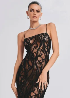 Retrofete Winnie Embellished Lace Dress Black Best