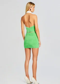 Retrofete Winnie Fuzzy Mini Skirt Pistachio/Cream Sale