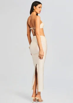Retrofete Yara Lyrca Maxi Skirt Cream Clearance