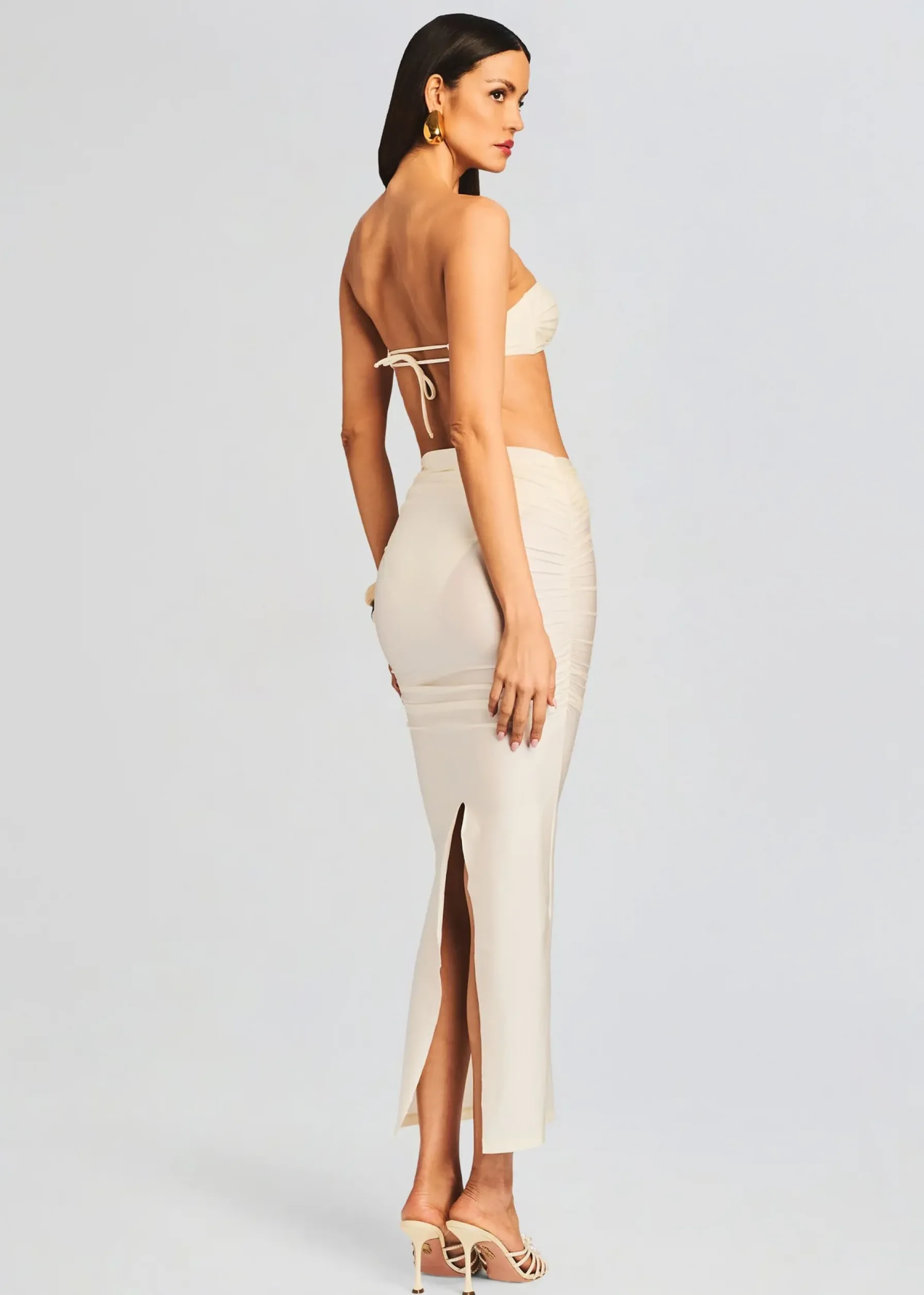 Retrofete Yara Lyrca Maxi Skirt Cream Clearance