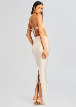 Retrofete Yara Lyrca Maxi Skirt Cream Clearance