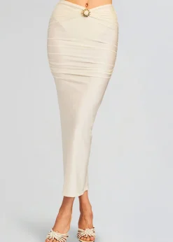 Retrofete Yara Lyrca Maxi Skirt Cream Sale