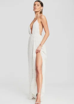 Retrofete Zadie Embellished Silk Chiffon Dress White Best