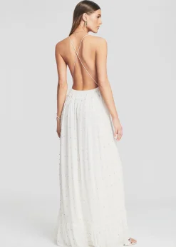 Retrofete Zadie Embellished Silk Chiffon Dress White Fashion