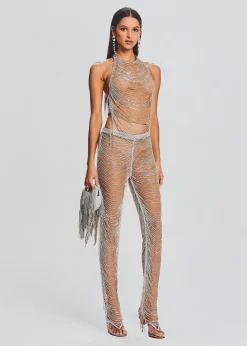 Retrofete Zoe Embellished Pant Tannin/Silver Clearance