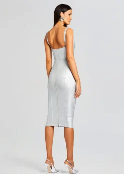 Retrofete Zora Coated Knit Dress Coated Silver Cheap