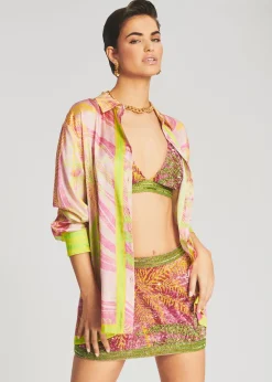 Retrofete Zulu Sequin Palm Skirt Tropical Palm Clearance